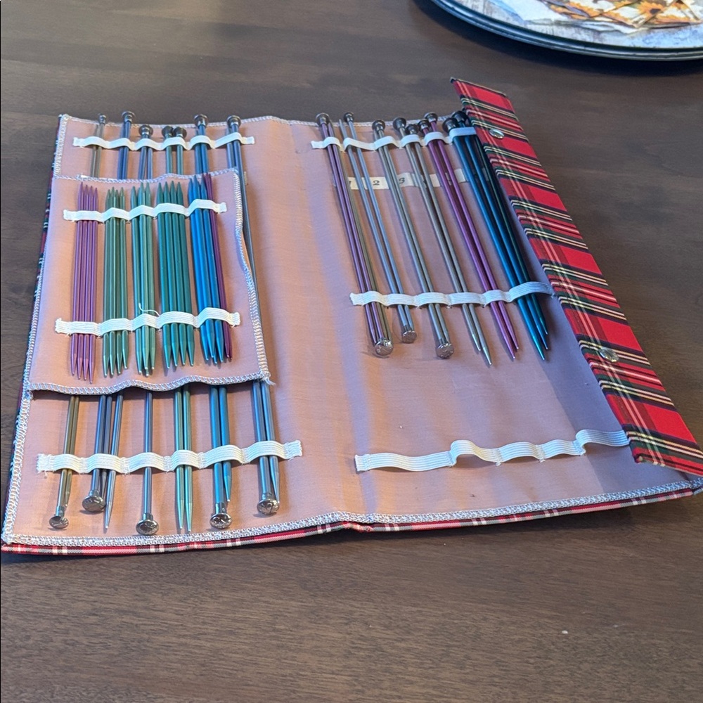 Knitting Needle Carrier and Needles.